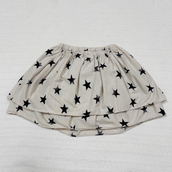 J. CREW CREWCUTS Girls cream and black star print tiered skirt sz 4/5 - Picture 2 of 10